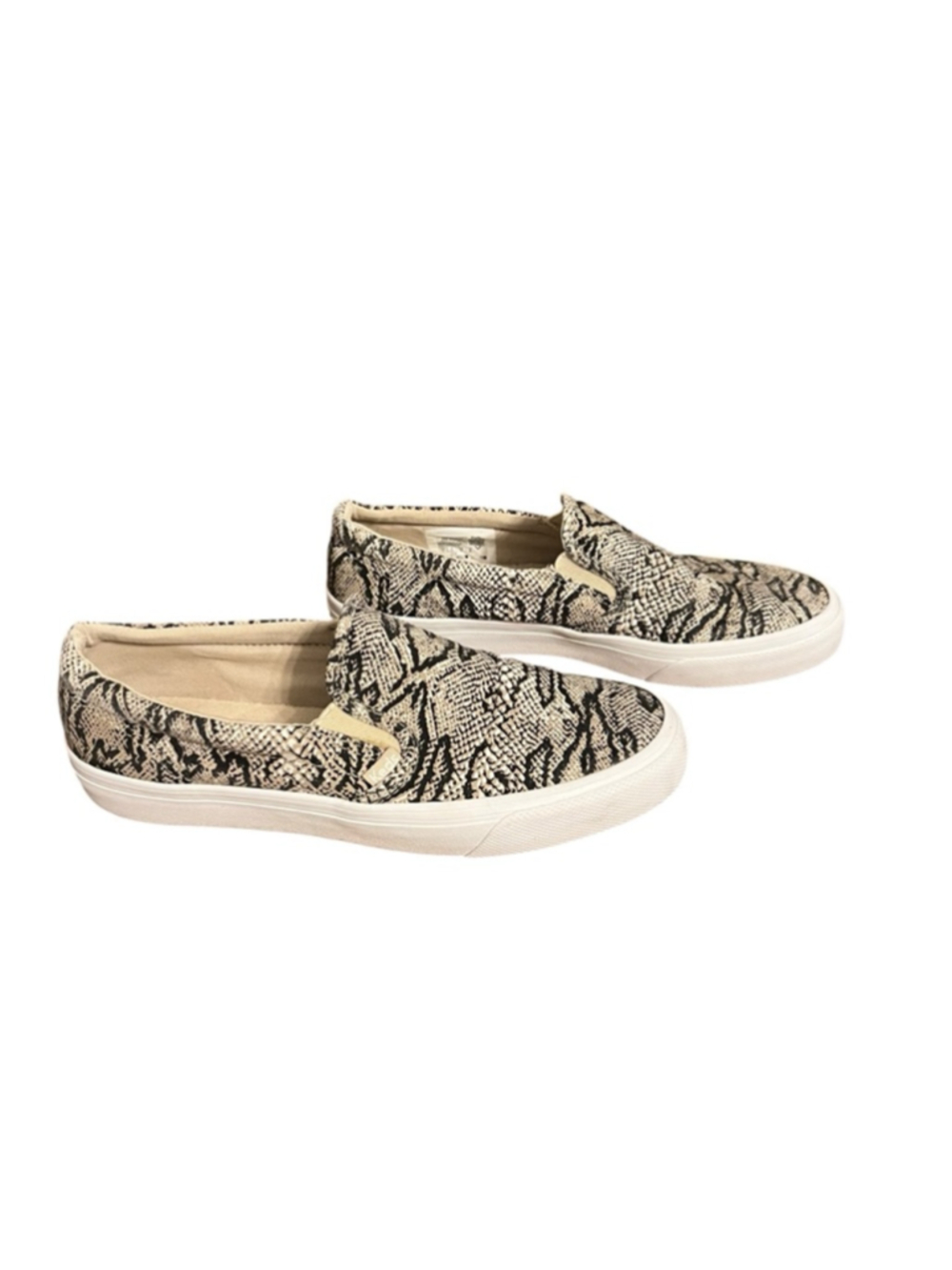 Keds Sneakers Size 8 Beige Black Snake Print Slip-On